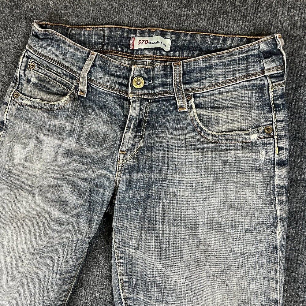 Levi's 570 Straight Fit Jeans Women's 28x30 Blue‎ Denim Y2K Poland Made READ